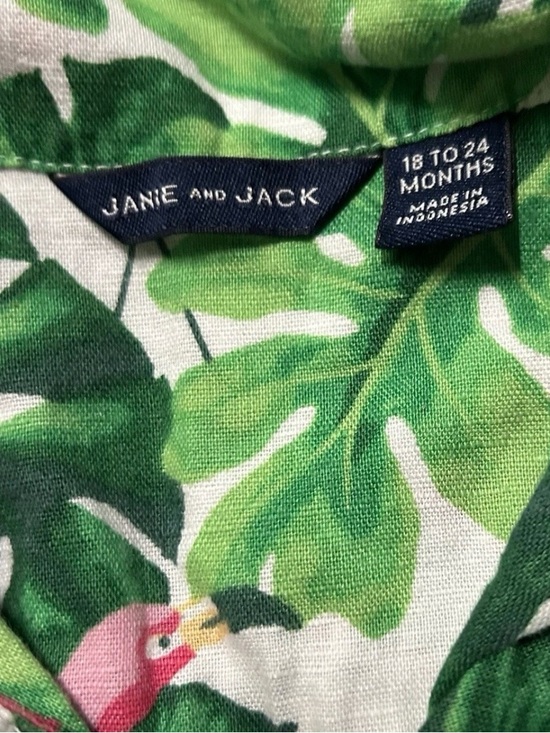 Toddler Boy Janie & Jack Button Down Summer Shirt Flamingos Size 18-24 Months - Picture 3 of 3